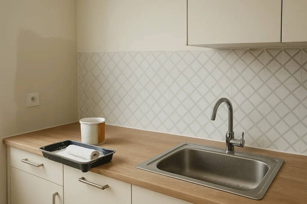 Papel vínilico en cocina y baño
